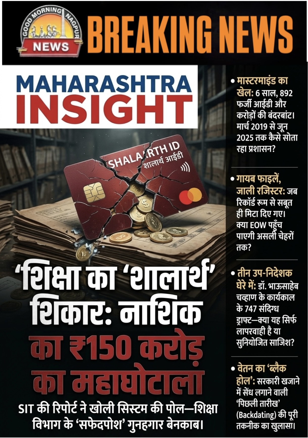 १५० करोड़ का शिक्षण ID का घोटाला ३ उपसंचालक  SIT की राडार पर ।