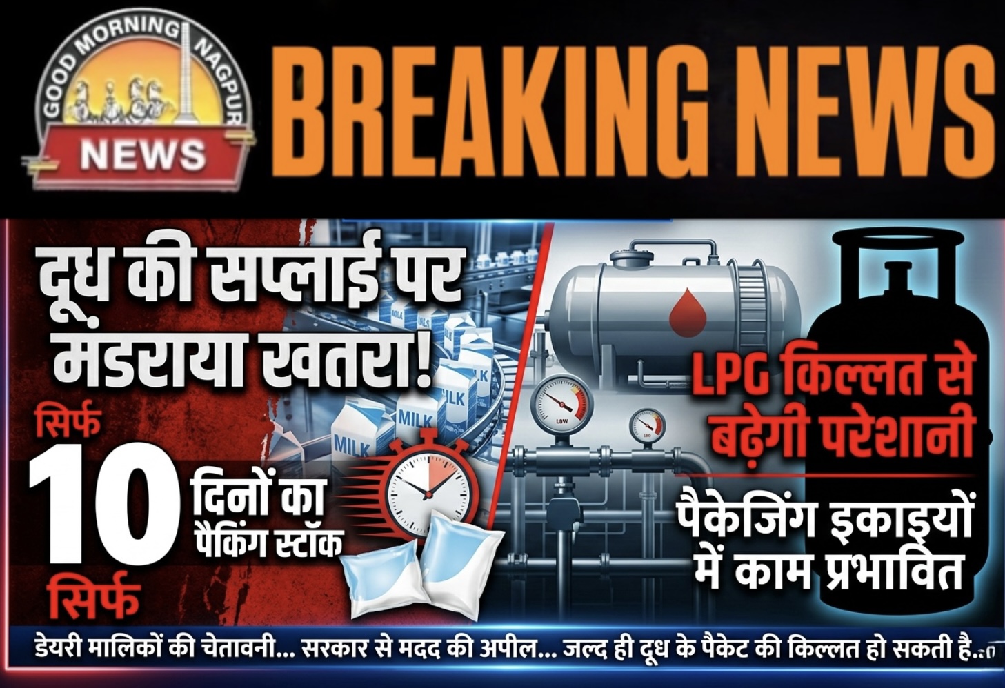 दूध की सप्लाई बची १० दिन की ।