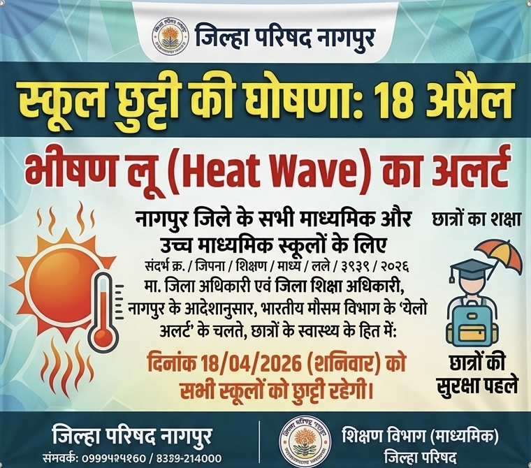 नागपुर ज़िले सभी स्कूलों को छुट्टी.