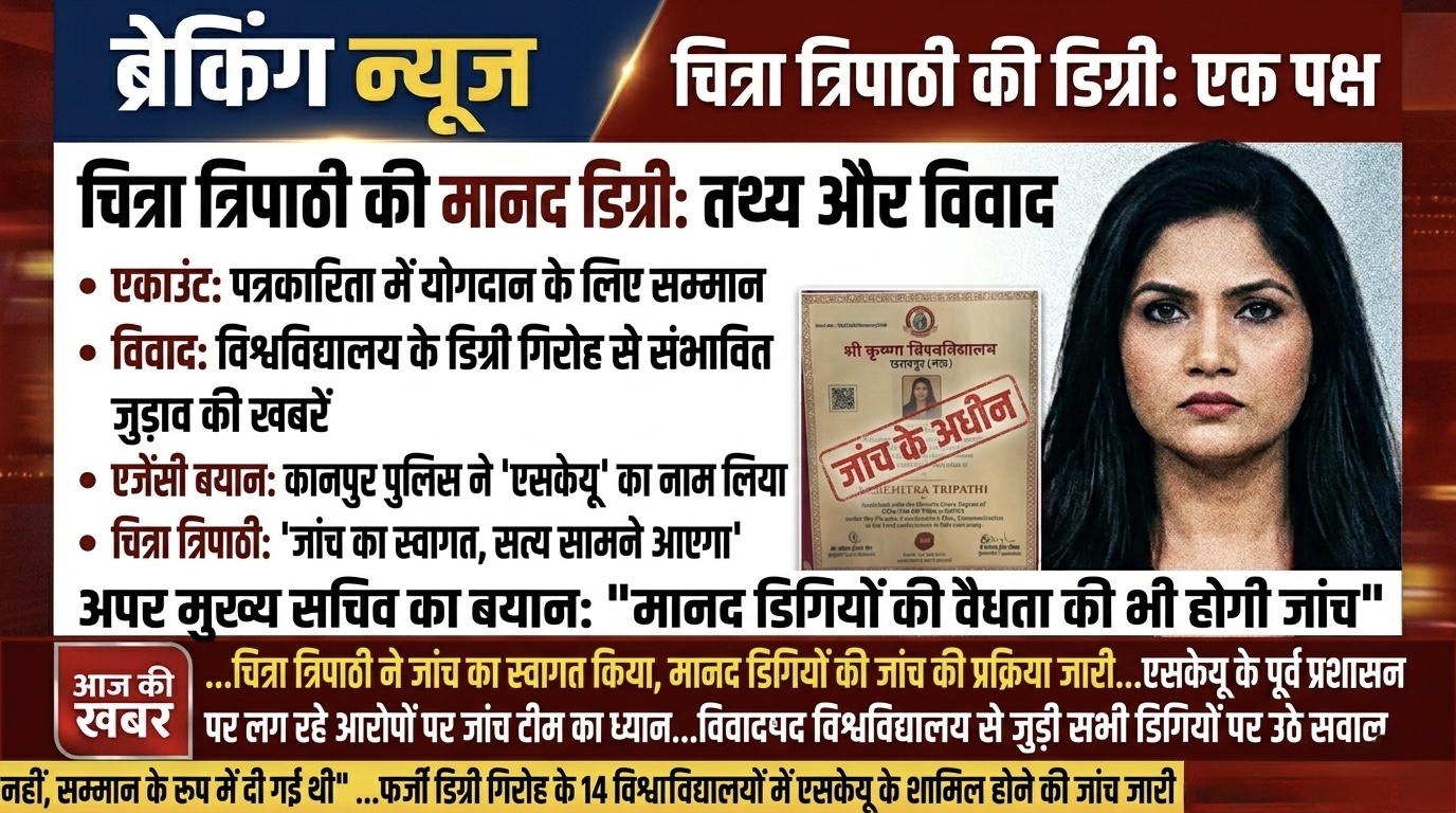 चित्रा त्रिपाठी को फ़र्ज़ी डिग्री थमाया फ़र्ज़ी यूनिवर्सिटी ने ।