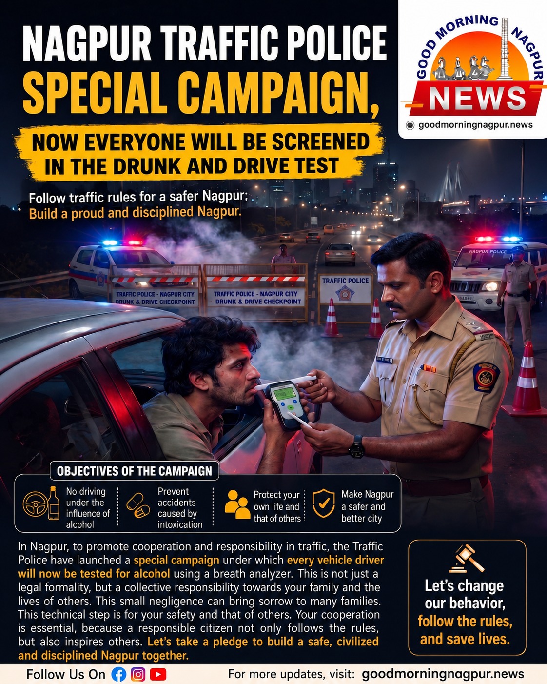Nagpur Traffic Police Launches Special Drunk & Drive Checking Campaign