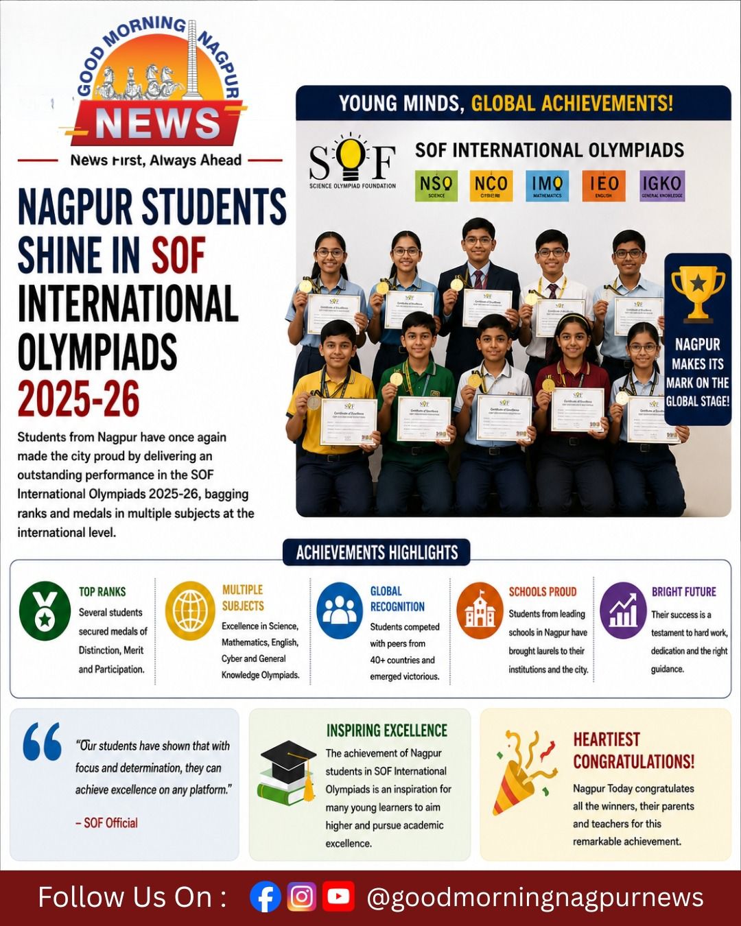 Nagpur Students Achieve Top Ranks In International Olympiads