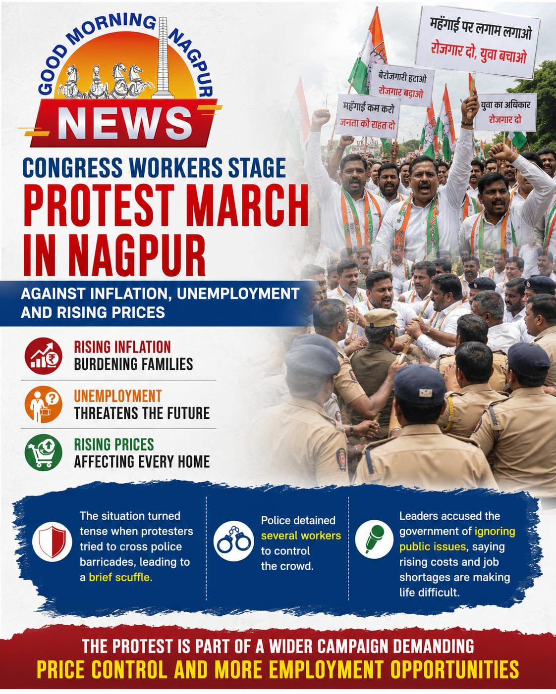 Nagpur Protest Highlights Inflation And Job Crisis