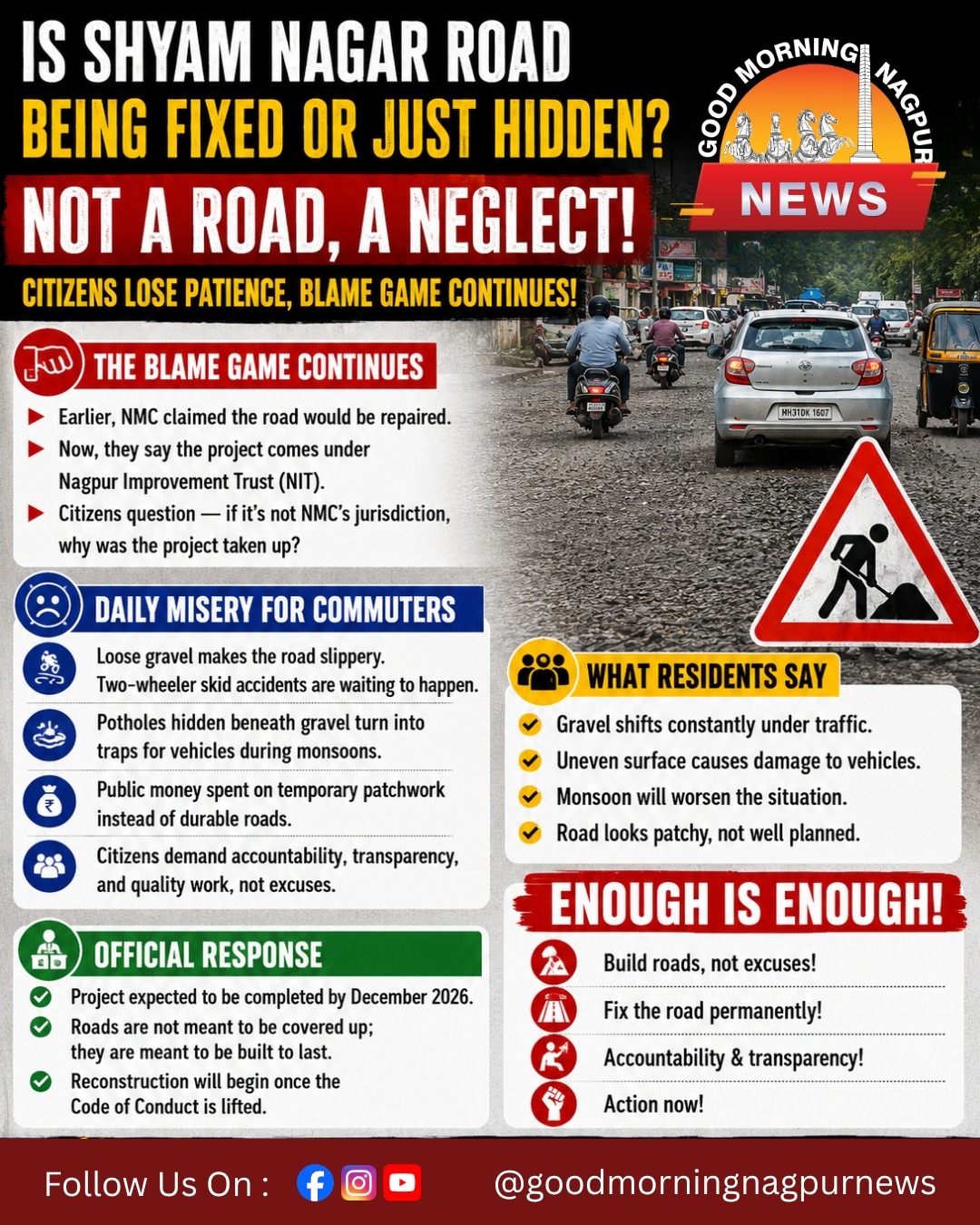 Shyam Nagar Road Repair or Just a Cover-Up? Residents Demand Answers