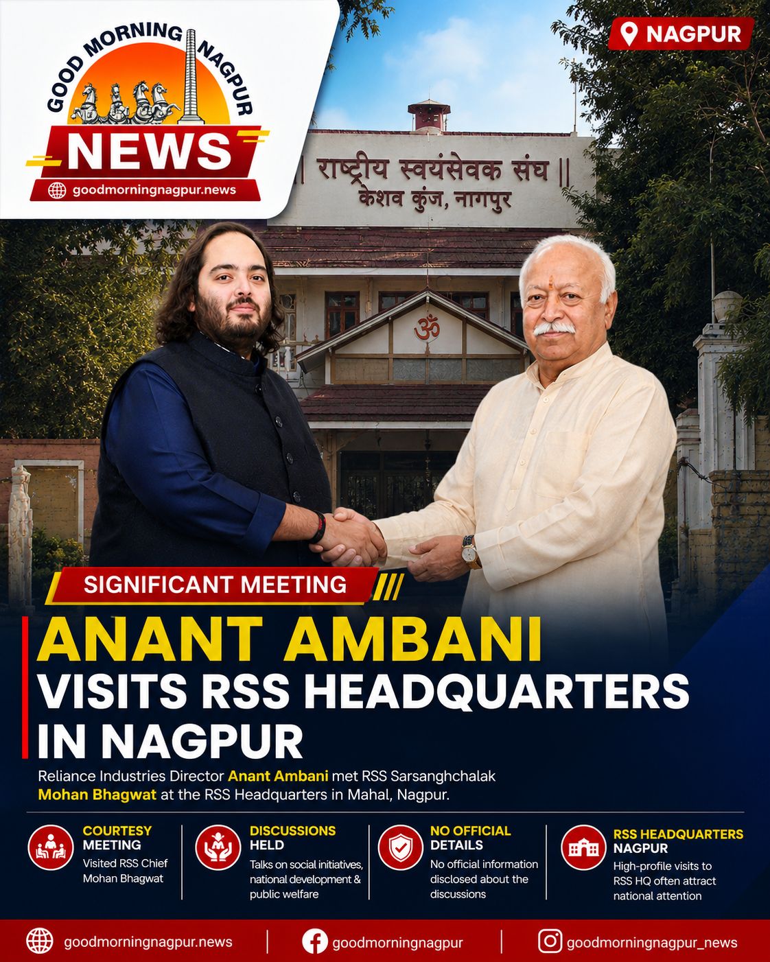 Anant Ambani Visits RSS Headquarters In Nagpur