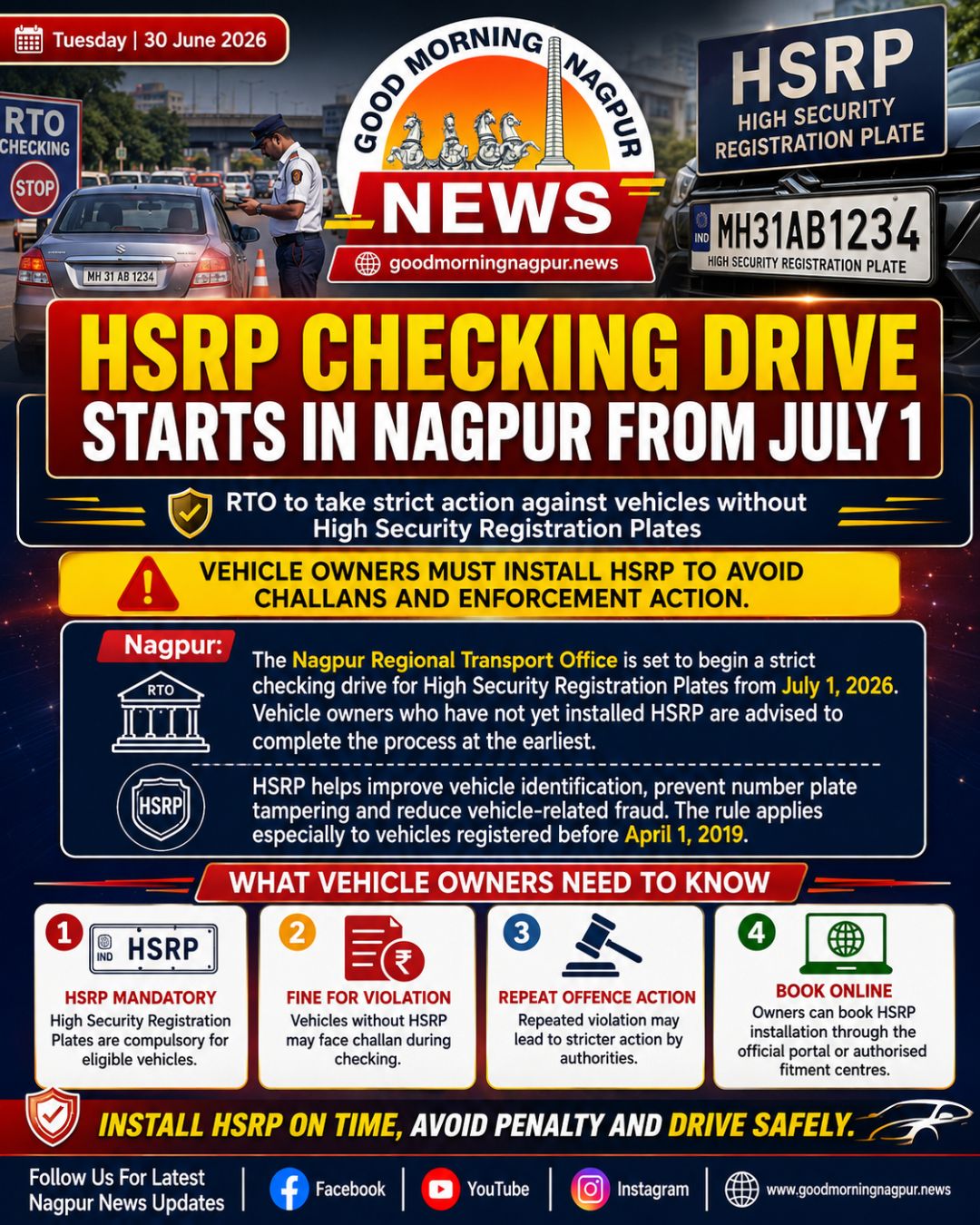 HSRP Checking Drive to Begin in Nagpur From July 1