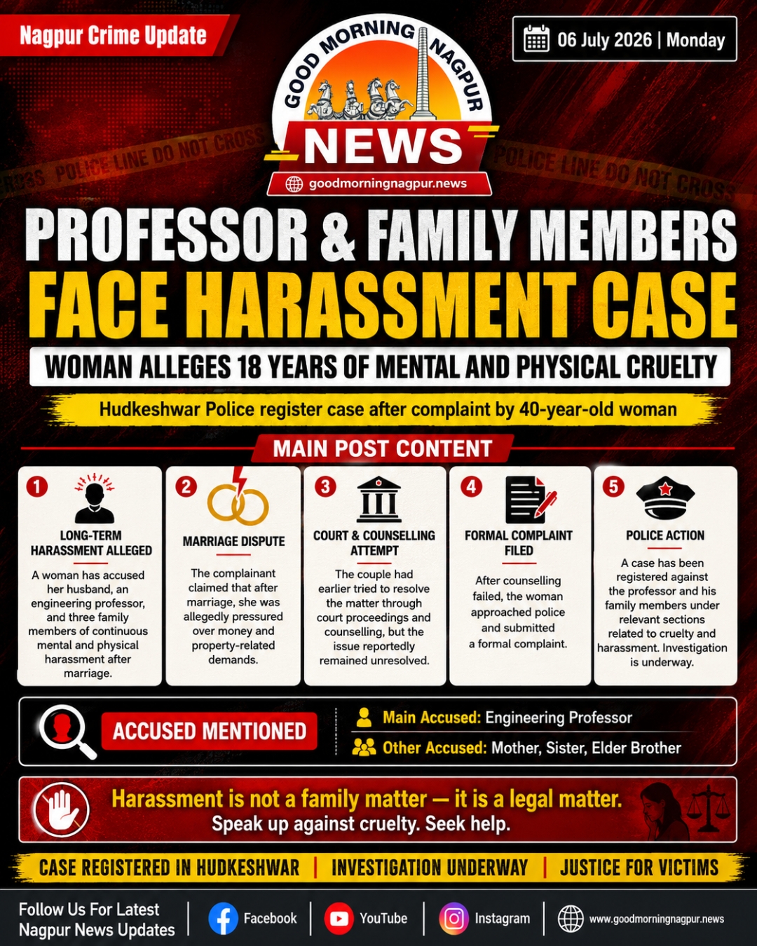 Engineering Professor & Family Booked in 18 Year Harassment Case