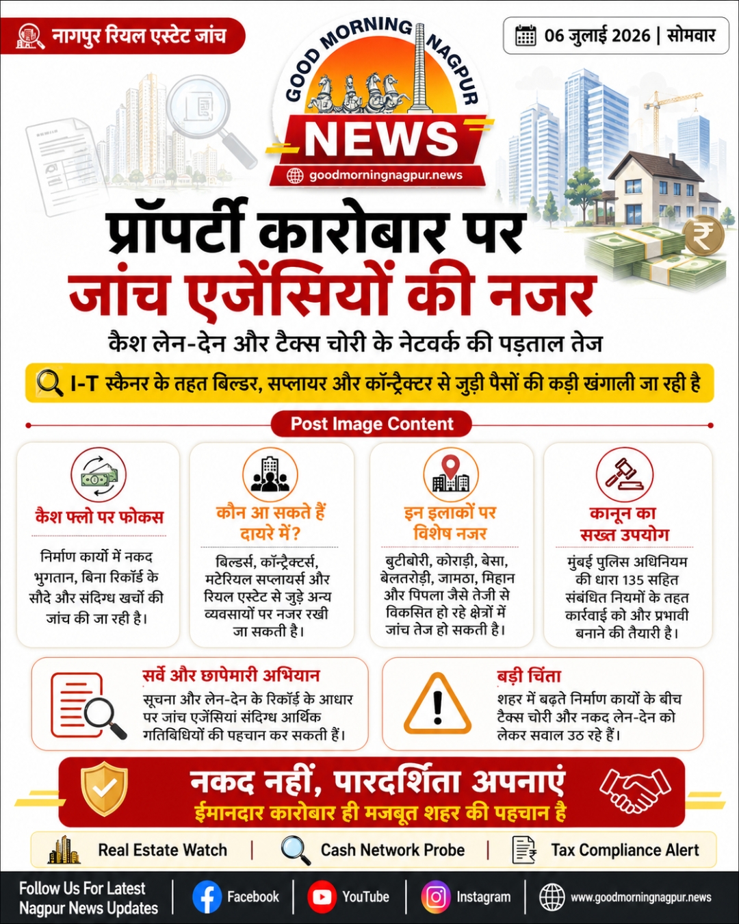 प्रॉपर्टी कारोबार में कैश लेन देन पर जांच एजेंसियों की नजर