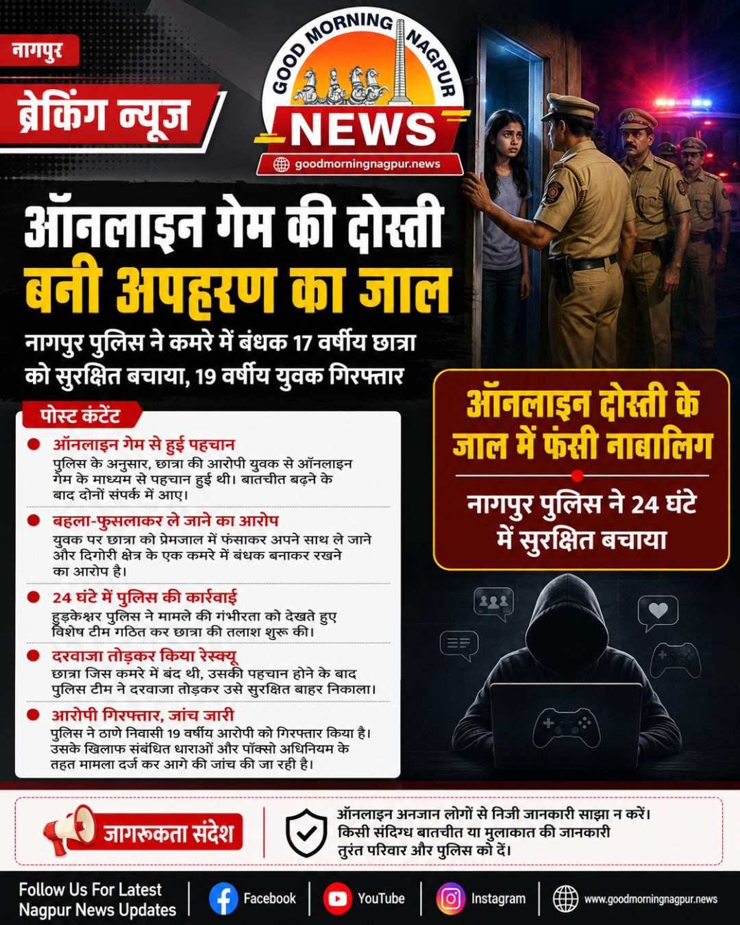 ऑनलाइन गेम की दोस्ती बनी अपहरण का जाल कमरे में बंधक नाबालिग छात्रा को पुलिस ने बचाया