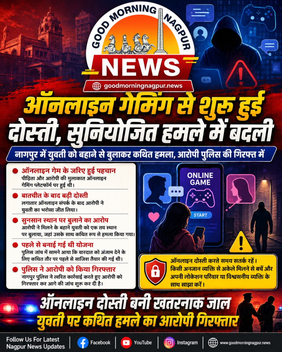 ऑनलाइन गेमिंग की दोस्ती बनी खतरनाक जाल युवती पर कथित हमले का आरोपी गिरफ्तार
