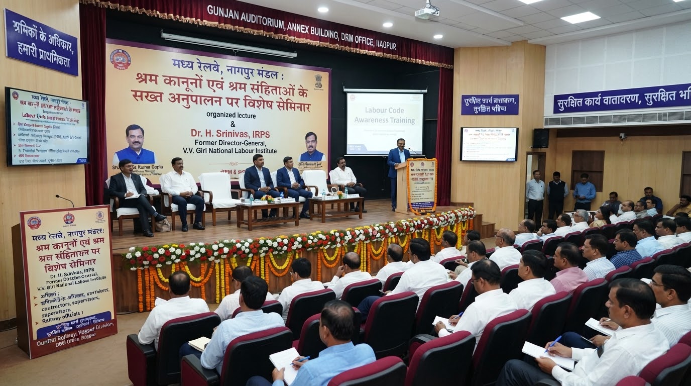 श्रमिक क़ानून का पालन मध्य रेलवे की तरफ़ से ।