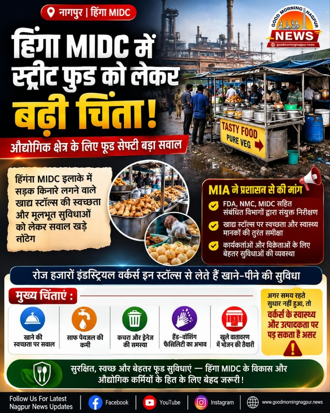 हिंगा MIDC में स्ट्रीट फूड की स्वच्छता पर उठे सवाल MIA ने की सख्त कार्रवाई की मांग