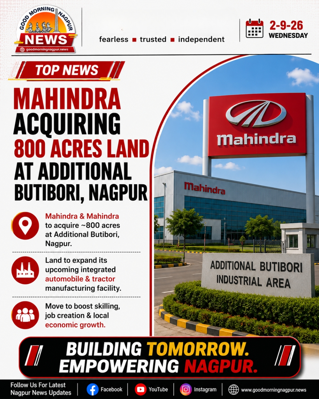Mahindra to Acquire 800 Acres in Additional Butibori Boosting Nagpur  Industrial Growth