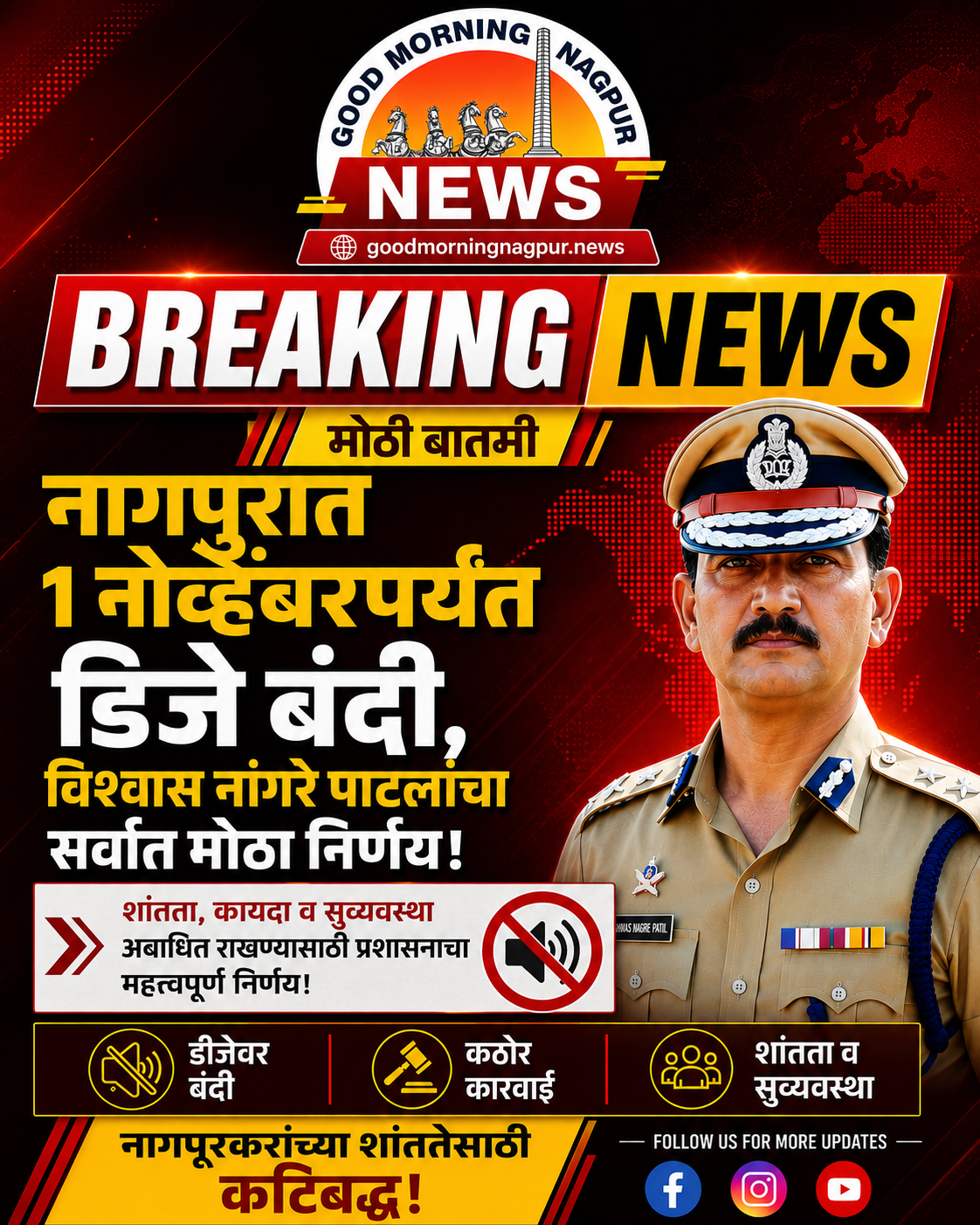 नागपुरात १ नोव्हेंबरपर्यंत डिजे बंदी विश्वास नांगरे पाटलांचा मोठा निर्णय