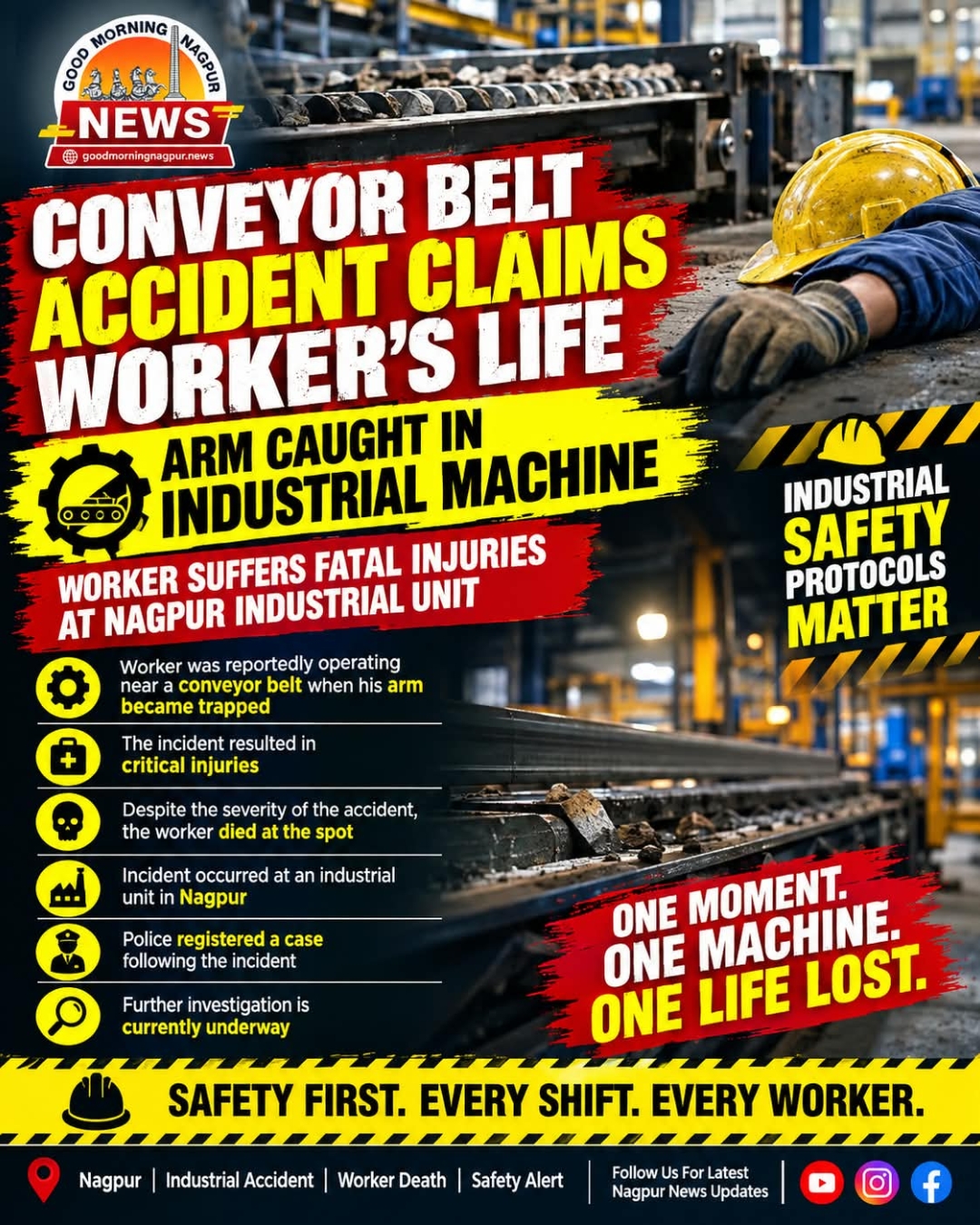 Conveyor Belt Accident Claims Worker’s Life at Nagpur Industrial Unit