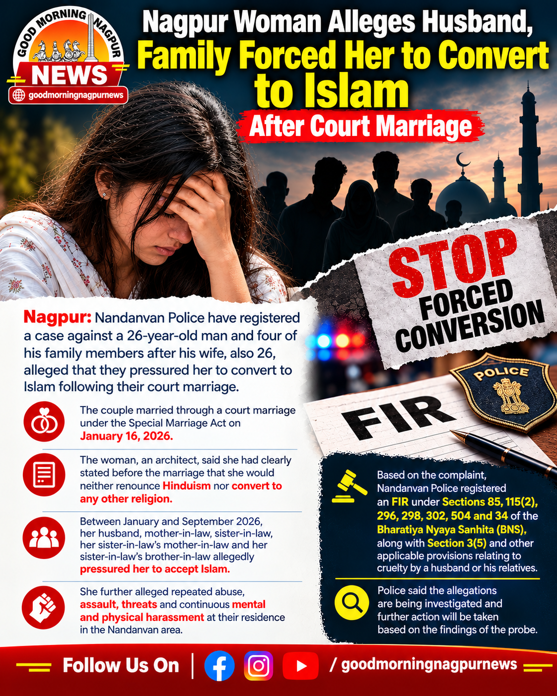 Nagpur Woman Alleges Forced Conversion Pressure After Court Marriage